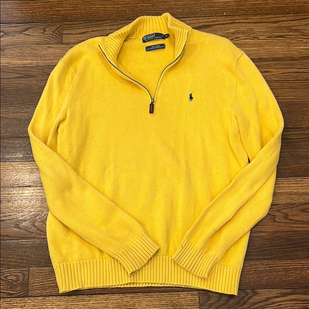 Polo by Ralph Lauren Yellow Zip Up Sweater with Mock Neck